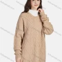 Wholesale Women's Plain Casual High Neck Long Sleeve Sweater Tops & Round Neck Cable Knit Long Sleeve Sweater Tunics 2 Piece Set preview