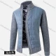 Wholesale Men's Casual Long Sleeve Full Zip Patchwork Chunky Knit Jackets Light Gray Clothing Wholesale Market Liuhua