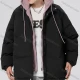 Wholesale Men's Casual Plain 2 in 1 Hooded Patch Pocket Drawstring Cotton-Padded Puffer Jacket 2209# Black Clothing Wholesale Market Liuhua