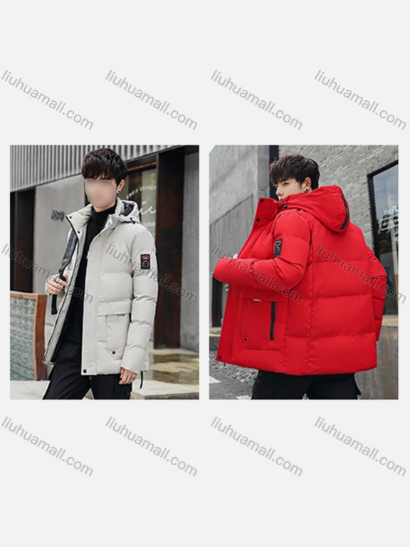 Wholesale Men's Casual Plain Hooded Zipper Pockets Zip Up Cotton-Padded Puffer Jacket 3038#