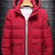 Wholesale Men's Casual Plain Hooded Zipper Pockets Zip Up Cotton-Padded Puffer Jacket 3038# Red Clothing Wholesale Market Liuhua