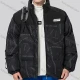 Wholesale Men's Fashion Letter Contrast Colorblock Stand Collar Patch Pocket Zip Up Cotton-Padded Puffer Jacket 8860# Black Clothing Wholesale Market Liuhua