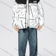 Wholesale Men's Fashion Letter Contrast Colorblock Stand Collar Patch Pocket Zip Up Cotton-Padded Puffer Jacket 8860# White Clothing Wholesale Market Liuhua