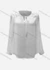 Wholesale Women's Casual Embroidery Lace Tie Neck Ring Decor Long Sleeve Blouse - Liuhuamall
