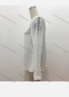 Wholesale Women's Casual Embroidery Lace Tie Neck Ring Decor Long Sleeve Blouse - Liuhuamall