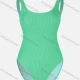 Wholesale Women's Sexy Plain Slim Fit Ribbed High Waist Backless One Piece Swimsuit Green Clothing Wholesale Market Liuhua