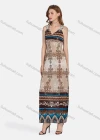 Wholesale Women's Casual Folk Art High Waist Embroidered Maxi Tank Dress - Liuhuamall