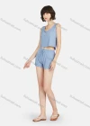 Wholesale Women's Plain Pearl Decor Crop Tank Top & Drawstring Shorts 2 Piece Lounge Pajamas Set A21# - Liuhuamall