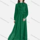 Wholesale Women's Elegant Chiffon Plain Round Neck Ruffle Trim Lace Up Pleated Maxi Dress 21# Clothing Wholesale Market Liuhua
