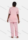 Wholesale Women's Casual Lounge Floral Short Sleeve Lace Trim Plain T-shirt & Pant Pajamas Sets - Liuhuamall
