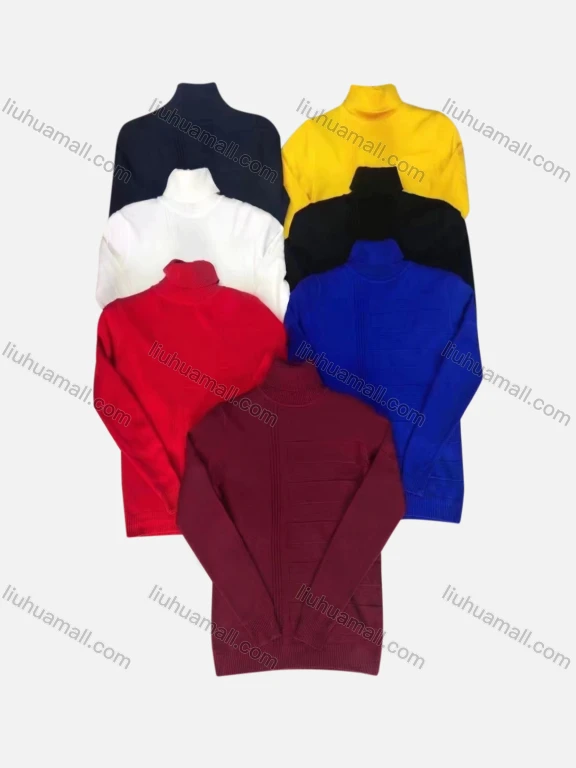 Wholesale Men's Casual Plain Turtleneck Long Sleeve Sweater