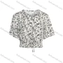 Wholesale Women's Summer V-Neck Butterfly Sleeve Crop Ditsy Floral Print Blouse preview