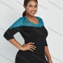 Wholesale Women's Elegant 3/4 Sleeve Applique Mesh Slim Fit Blouse preview