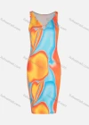 Wholesale Woman's Fashion O-Ring Sleeveless Ring Abstract Print Bodycon Tank Dress  - Liuhuamall