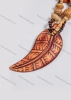Wholesale Vintage Feather Wood Beads Necklace - Liuhuamall