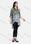 Wholesale Women's Collar Long Sleeve Button Down Buckle Strap Cuff Plant & Floral Print Asymmetrical Hem Tunic - Liuhuamall