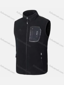 Wholesale Men's Casual Stand Collar Sleeveless Polar Fleece Thermal Vest Jacket, LIUHUA CLOTHING WHOLESALE