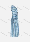 Wholesale Women's Casual Striped Paisley Print V Neck Shirred Tie Front Poet Sleeve Maxi Dress - Liuhuamall