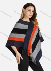 Wholesale Women's Casual Batwing Sleeve V-Neck Scarf Print Fringe Trim Poncho - Liuhuamall
