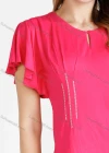 Wholesale Women's Petal Sleeve Keyhole Neck Casual Top - Liuhuamall