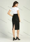 Wholesale Women's Spring Split Thigh Knee Length High Waist Solid Pencil Skirt - Liuhuamall