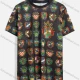 Wholesale Men's Allover Emblem Print Round Neck Short Sleeve Casual T-Shirt 55# Black Clothing Wholesale Market Liuhua