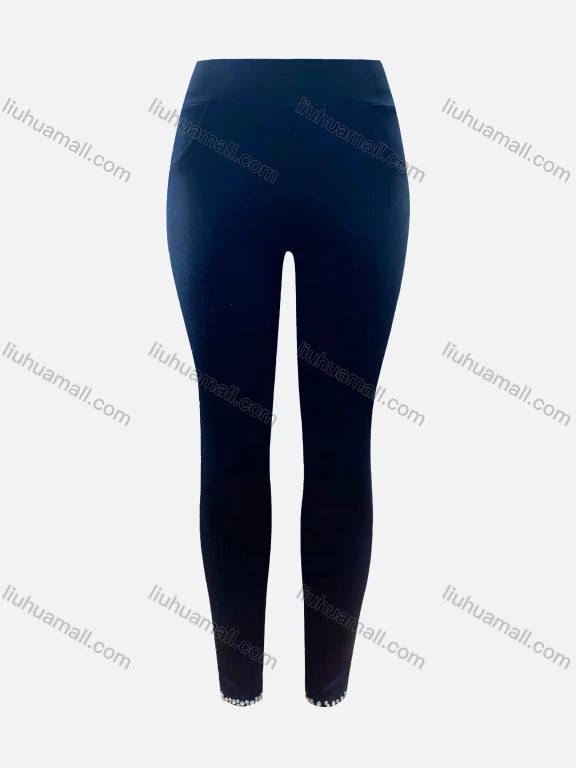 Wholesale Women's Casual High Waist Rhinestone Bowknot Rhinestone Applique Split Hem Leggings