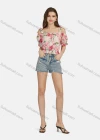 Wholesale Women's Casual Cold Shoulder Puff Sleeve Floral Peplum Top 28494# - Liuhuamall