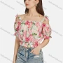 Wholesale Women's Casual Cold Shoulder Puff Sleeve Floral Peplum Top 28494# preview