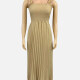 Women's Casual Ruffle Trim Shirred Plain Pleated Maxi Cami Dress CY153# Khaki Clothing Wholesale Market -LIUHUA