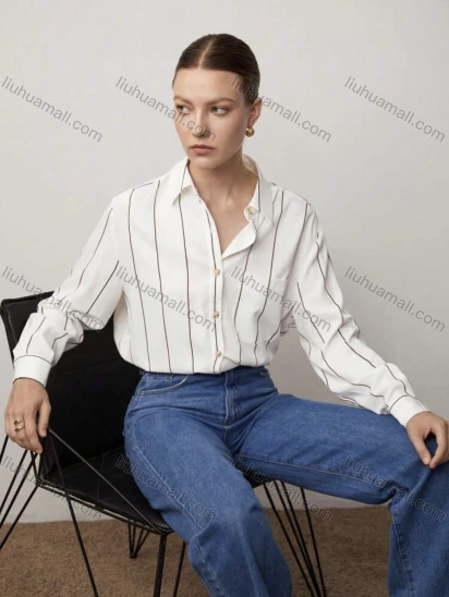 Wholesale Long-sleeve striped multicolor design casual workplace comfortable fashion versatile for spring and summer
