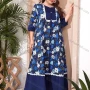 Wholesale Women's Button Up Split Floral Print Flowy Lace Trim Maxi Dress 1633-1542# preview