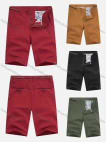 Wholesale Men's Casual Pockets Zipper Fly Plain Striped Trim Short Cargo Pant, LIUHUA CLOTHING WHOLESALE
