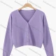 Wholesale Women's Causal V Neck Button Down Plain Knit Cardigan Light Purple Clothing Wholesale Market Liuhua