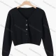 Wholesale Women's Causal V Neck Button Down Plain Knit Cardigan Black Clothing Wholesale Market Liuhua