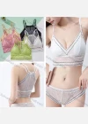 Wholesale Women's Sexy Lace Spaghetti Strap Bralette Bra & Brief Set 2223# - Liuhuamall