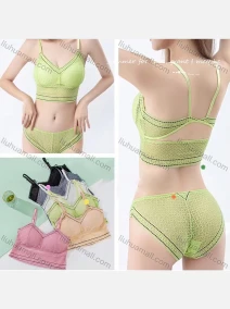 Wholesale Women's Sexy Lace Spaghetti Strap Bralette Bra & Briefs Set 2225/2226#, LIUHUA CLOTHING WHOLESALE