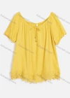Wholesale Women's Casual Crew Neck Short Sleeve Lace Up Guipure Lace Blouse RL-07# - Liuhuamall