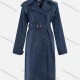 Wholesale Women's Casual Plain Lapel Double Breasted Long Sleeve Long Trench Coat With Belt Dark Cerulean Clothing Wholesale Market Liuhua