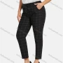 Wholesale Women's Casual Plus Size High Elastic Plaid Print Stright Leg Pants With Drawstring 33107# preview