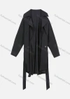 Wholesale Women's Casual Plain Lapel Belted Asymmetrical Hem Trench Coat - Liuhuamall