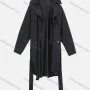 Wholesale Women's Casual Plain Lapel Belted Asymmetrical Hem Trench Coat preview