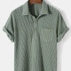 Men's Casual Plain Plaid Texture Short Sleeve Patch Pocket Polo Shirt Green Clothing Wholesale Market -LIUHUA