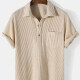 Men's Casual Plain Plaid Texture Short Sleeve Patch Pocket Polo Shirt Apricot Clothing Wholesale Market -LIUHUA