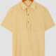 Men's Casual Plain Plaid Texture Short Sleeve Patch Pocket Polo Shirt Yellow Clothing Wholesale Market -LIUHUA