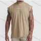 Wholesale Men's Athletic Breathable Quick Dry Sleeveless Plain Letter Round Neck Split Hem Tank Tops Khaki Clothing Wholesale Market Liuhua