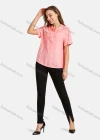 Wholesale Women's Casual Notched Shirt Neck Short Sleeve Button Front Plain Top - Liuhuamall