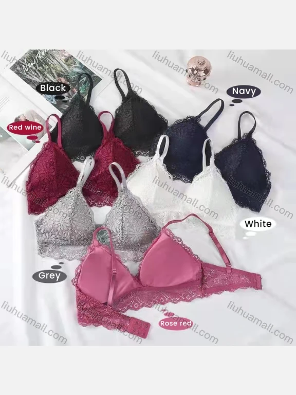 Wholesale Women's Lace Trim Spaghetti Strap Lingerie Bra