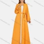 Wholesale Women's Casual Lace Up Pearl Decor Plain Loose Fit Long Cardigan B6028# preview