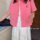 Wholesale Women's New 100% Cotton Short Sleeve Shirt, Loose Fit Slimming Embroidered Blouse, Fashion Versatile Designer Summer Top Red Clothing Wholesale Market Liuhua